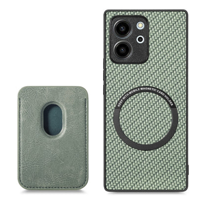 For Honor 80 SE Carbon Fiber Leather Card Magsafe Phone Case(Green) by buy2fix
