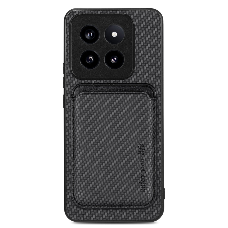 For Xiaomi 14 Pro Carbon Fiber Leather Card Magnetic Phone Case(Black) - 14 Pro Cases by buy2fix | Online Shopping UK | buy2fix