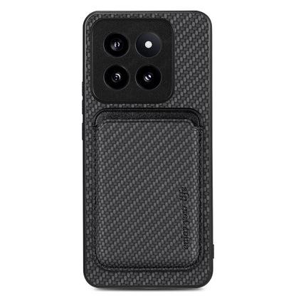 For Xiaomi 14 Pro Carbon Fiber Leather Card Magnetic Phone Case(Black) - 14 Pro Cases by buy2fix | Online Shopping UK | buy2fix