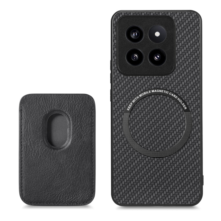 For Xiaomi 14 Pro Carbon Fiber Leather Card Magnetic Phone Case(Black) - 14 Pro Cases by buy2fix | Online Shopping UK | buy2fix