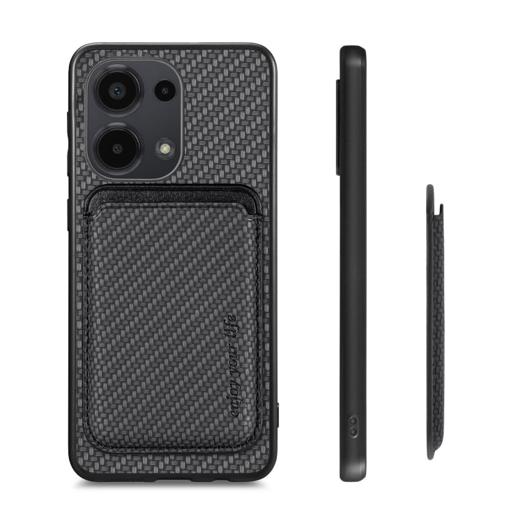 For Xiaomi Redmi Note 13 Pro 4G Carbon Fiber Leather Card Magnetic Phone Case(Black) - Note 13 Pro Cases by buy2fix | Online Shopping UK | buy2fix