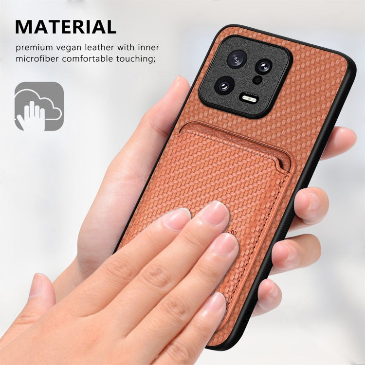 For Xiaomi Redmi Note 13 4G Carbon Fiber Leather Card Magnetic Phone Case(Black) - Note 13 Cases by buy2fix | Online Shopping UK | buy2fix