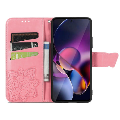 For Motorola Moto G Stylus 5G 2024 Butterfly Love Flower Embossed Leather Phone Case(Pink) - Motorola Cases by buy2fix | Online Shopping UK | buy2fix