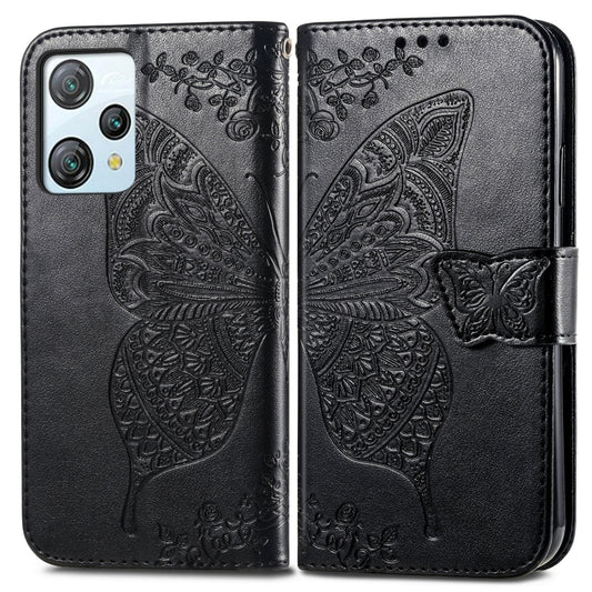 For Blackview A53 Butterfly Love Flower Embossed Leather Phone Case(Black) by buy2fix