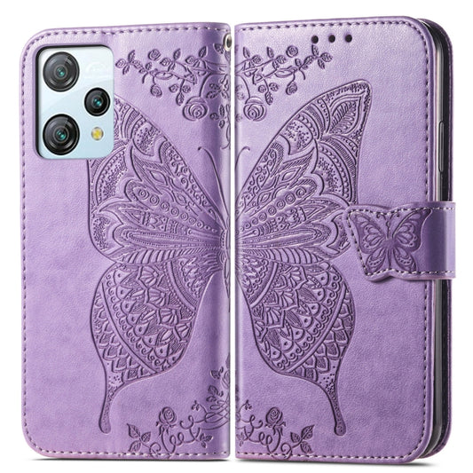 For Blackview A53 Butterfly Love Flower Embossed Leather Phone Case(Lavender) by buy2fix