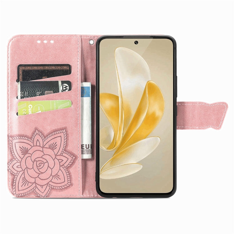 For vivo X100 Pro Butterfly Love Flower Embossed Leather Phone Case(Rose Gold) - X100 Pro Cases by imak | Online Shopping UK | buy2fix