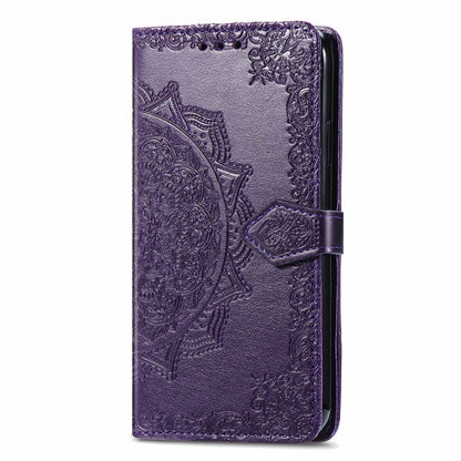 For Motorola Moto G Play 2024 Mandala Flower Embossed Leather Phone Case(Purple) - Motorola Cases by buy2fix | Online Shopping UK | buy2fix