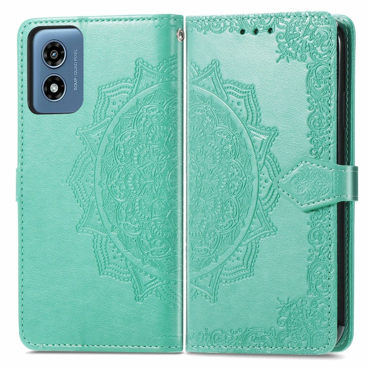 For Motorola Moto G Play 2024 Mandala Flower Embossed Leather Phone Case(Green) - Motorola Cases by buy2fix | Online Shopping UK | buy2fix