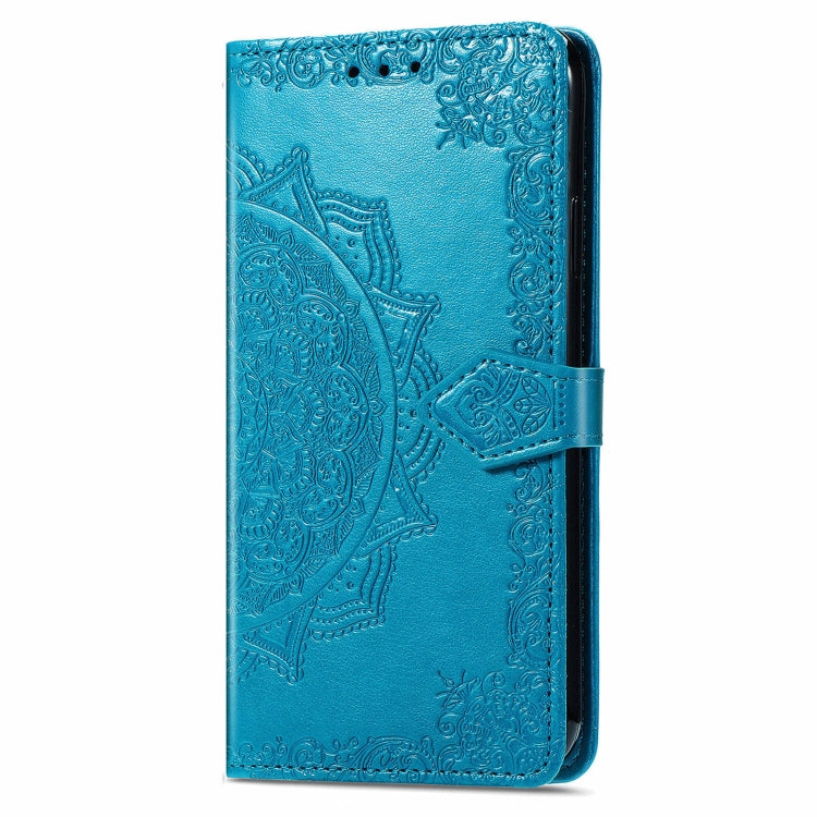 For Motorola Moto G Play 2024 Mandala Flower Embossed Leather Phone Case(Blue) - Motorola Cases by buy2fix | Online Shopping UK | buy2fix