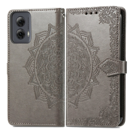 For Motorola Moto G Power 5G 2024 Mandala Flower Embossed Leather Phone Case(Gray) by buy2fix