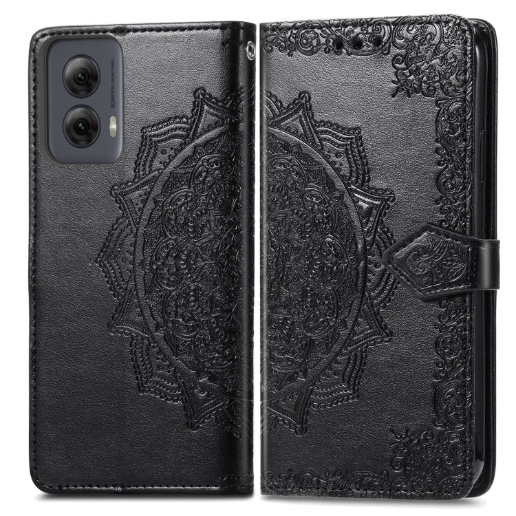 For Motorola Moro G Power 5G 2024 Mandala Flower Embossed Leather Phone Case(Black) - Motorola Cases by buy2fix | Online Shopping UK | buy2fix