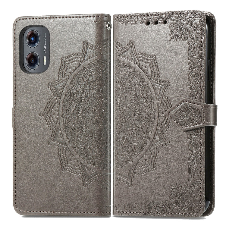 For Motorola Moto G Stylus 5G 2024 Mandala Flower Embossed Leather Phone Case(Gray) - Motorola Cases by buy2fix | Online Shopping UK | buy2fix