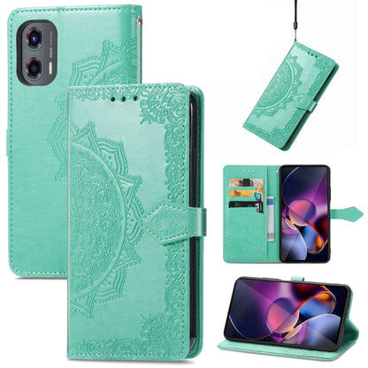 For Motorola Moto G Stylus 5G 2024 Mandala Flower Embossed Leather Phone Case(Green) - Motorola Cases by buy2fix | Online Shopping UK | buy2fix