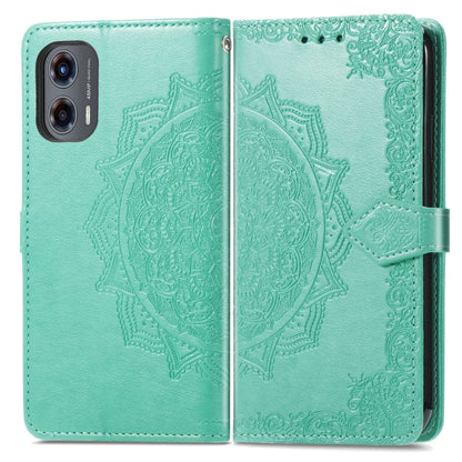 For Motorola Moto G Stylus 5G 2024 Mandala Flower Embossed Leather Phone Case(Green) - Motorola Cases by buy2fix | Online Shopping UK | buy2fix