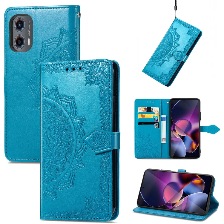 For Motorola Moto G Stylus 5G 2024 Mandala Flower Embossed Leather Phone Case(Blue) - Motorola Cases by buy2fix | Online Shopping UK | buy2fix