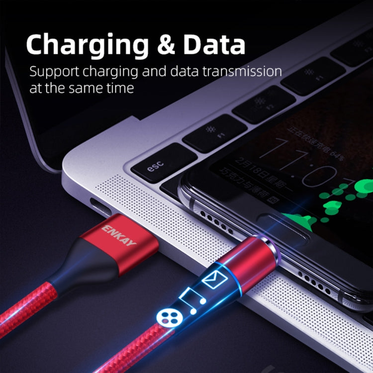 ENKAY ENK-CB1391 5A USB to Type-C Magnetic Fast Charging Data Cable with LED Light, Length: 1m(Red) - Charging Cable & Head by ENKAY | Online Shopping UK | buy2fix