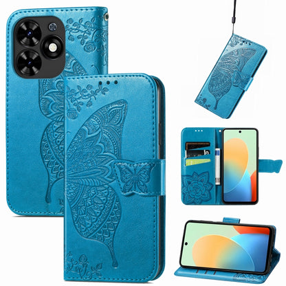 For Tecno Spark Go 2024 Butterfly Love Flower Embossed Leather Phone Case(Blue) by buy2fix