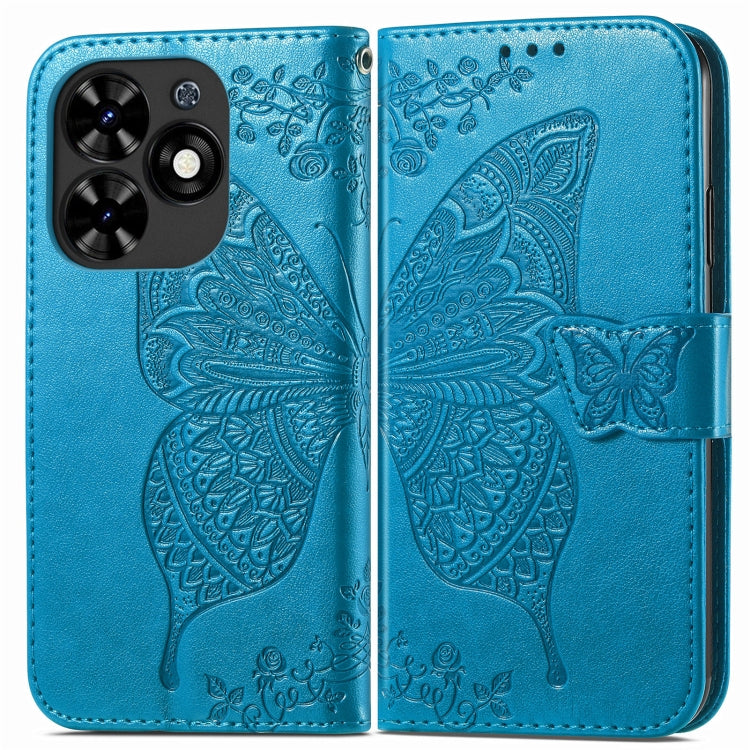 For Tecno Spark Go 2024 Butterfly Love Flower Embossed Leather Phone Case(Blue) by buy2fix
