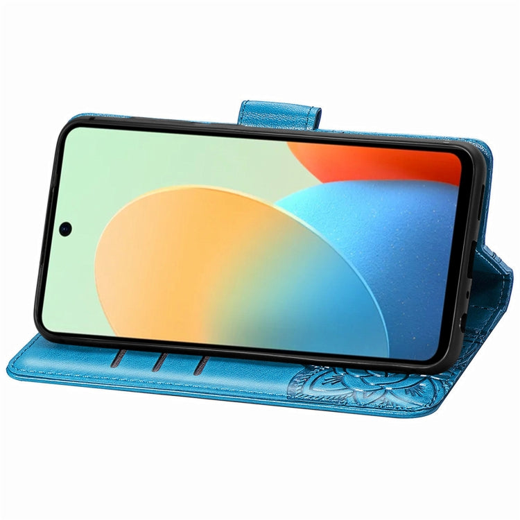 For Tecno Spark Go 2024 Butterfly Love Flower Embossed Leather Phone Case(Blue) by buy2fix