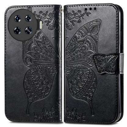 For Tecno Spark 20 Pro+ Butterfly Love Flower Embossed Leather Phone Case(Black) by buy2fix
