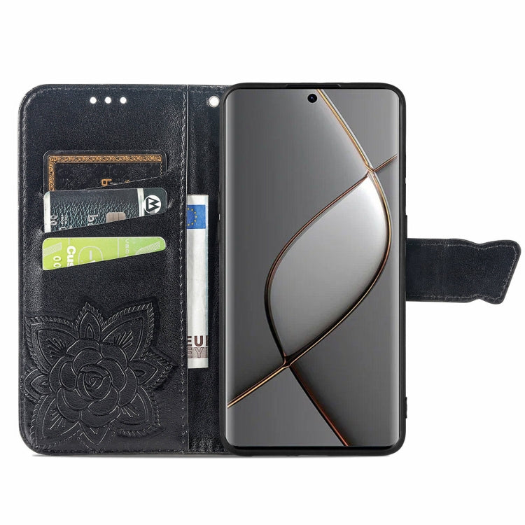 For Tecno Spark 20 Pro+ Butterfly Love Flower Embossed Leather Phone Case(Black) by buy2fix