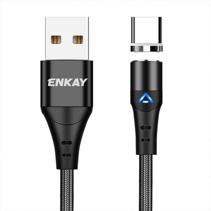 ENKAY 3A USB to Type-C Magnetic Fast Charging Data Cable with LED Light, Length:1m(Black) - Charging Cable & Head by ENKAY | Online Shopping UK | buy2fix