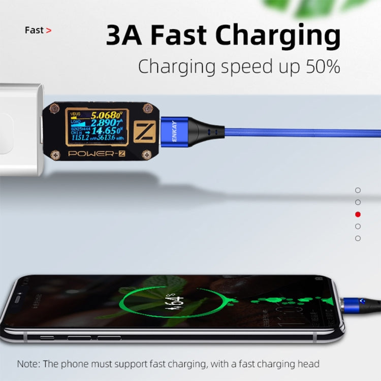 ENKAY 2 in 1 3A USB to 8 Pin + Type-C Magnetic Fast Charging Data Cable, Length:1m(Black) - Charging Cable & Head by ENKAY | Online Shopping UK | buy2fix