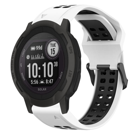 For Garmin  Instinct 2 Solar Two Color Reverse Buckle 22mm Silicone Watch Band(White+Black)