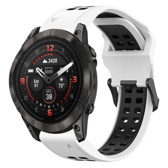 For Garmin Epix Pro 47mm Two Color Reverse Buckle 22mm Silicone Watch Band(White+Black)