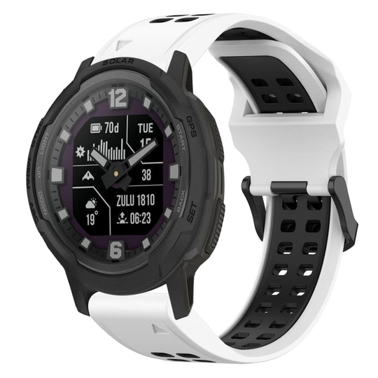 For Garmin Instinct Crossover Solar Two Color Reverse Buckle 22mm Silicone Watch Band(White+Black)