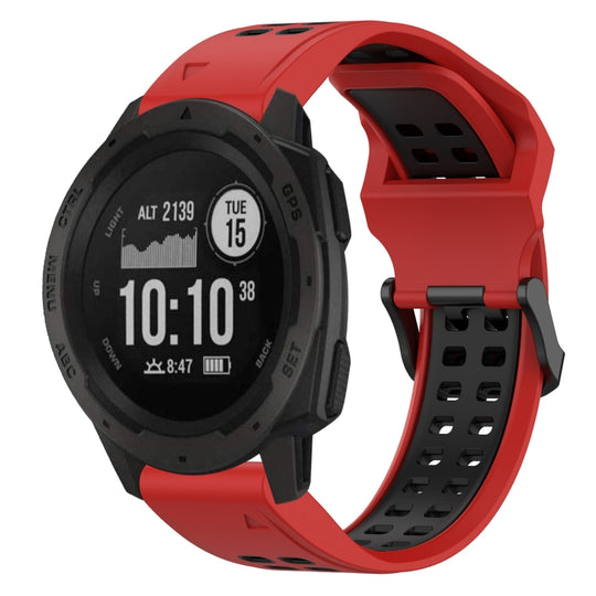 For Garmin Instinct Two Color Reverse Buckle 22mm Silicone Watch Band(Red+Black)