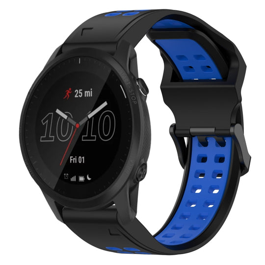 For Garmin Forerunner 945 Two Color Reverse Buckle 22mm Silicone Watch Band(Black+Blue)
