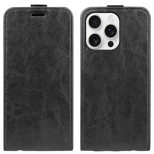 For iPhone 16 Pro R64 Texture Single Vertical Flip Leather Phone Case(Black) by buy2fix