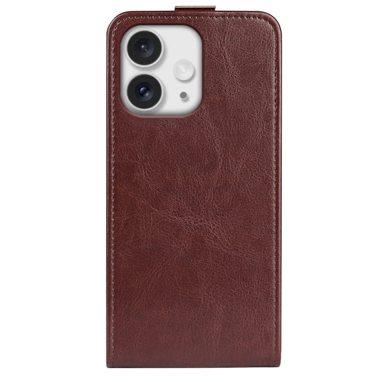 For iPhone 16 Pro R64 Texture Single Vertical Flip Leather Phone Case(Brown) - iPhone 16 Pro Cases by buy2fix | Online Shopping UK | buy2fix