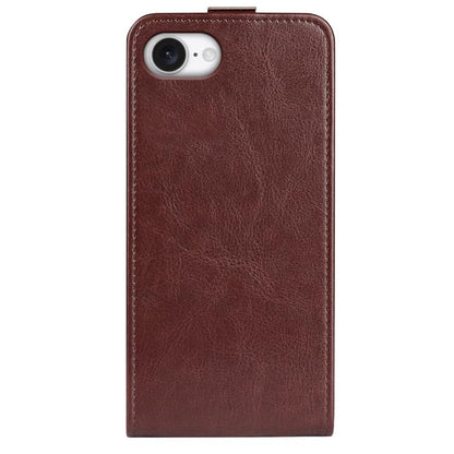 For iPhone 16e R64 Texture Single Vertical Flip Leather Phone Case(Brown) - iPhone 16e Cases by buy2fix | Online Shopping UK | buy2fix
