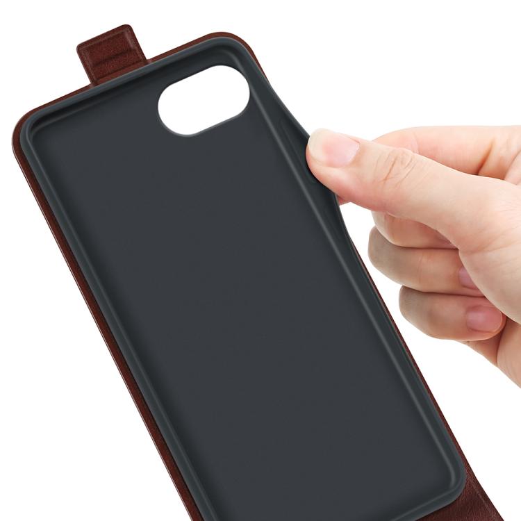 For iPhone 16e R64 Texture Single Vertical Flip Leather Phone Case(Brown) - iPhone 16e Cases by buy2fix | Online Shopping UK | buy2fix