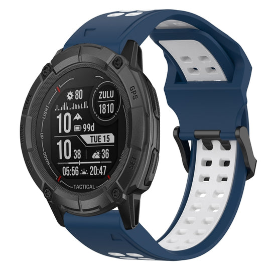 For Garmin Instinct 2X Solar Two Color Reverse Buckle 26mm Silicone Watch Band(Blue+White)