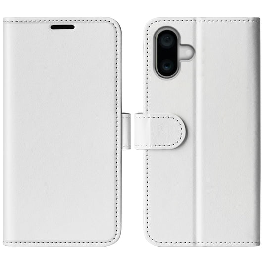 For iPhone 16 R64 Texture Horizontal Flip Leather Phone Case(White) - iPhone 16 Cases by buy2fix | Online Shopping UK | buy2fix