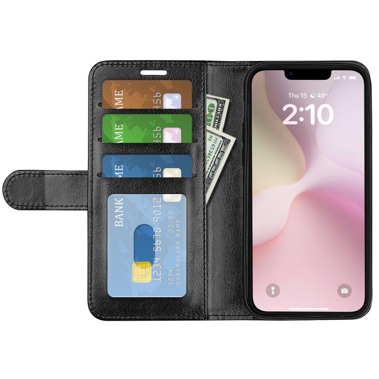 For iPhone 16e R64 Texture Horizontal Flip Leather Phone Case(Black) - iPhone 16e Cases by buy2fix | Online Shopping UK | buy2fix