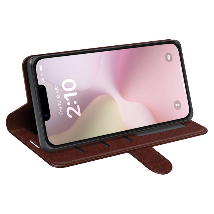 For iPhone 16e R64 Texture Horizontal Flip Leather Phone Case(Brown) - iPhone 16e Cases by buy2fix | Online Shopping UK | buy2fix