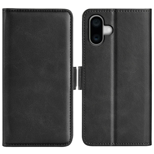 For iPhone 16 Dual-side Magnetic Buckle Horizontal Flip Leather Phone Case(Black) - iPhone 16 Cases by buy2fix | Online Shopping UK | buy2fix