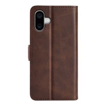 For iPhone 16 Dual-side Magnetic Buckle Horizontal Flip Leather Phone Case(Brown) by buy2fix
