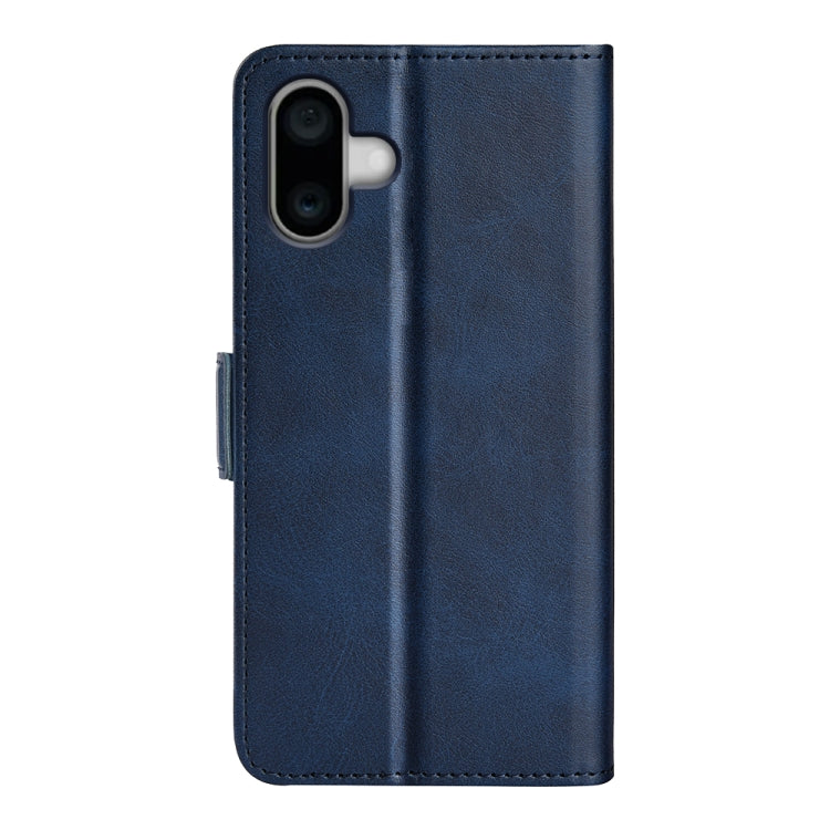 For iPhone 16 Dual-side Magnetic Buckle Horizontal Flip Leather Phone Case(Dark Blue) by buy2fix
