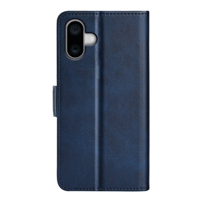 For iPhone 16 Dual-side Magnetic Buckle Horizontal Flip Leather Phone Case(Dark Blue) by buy2fix