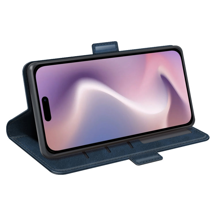 For iPhone 16 Dual-side Magnetic Buckle Horizontal Flip Leather Phone Case(Dark Blue) by buy2fix