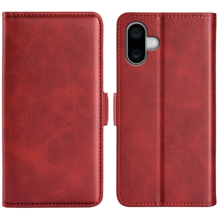 For iPhone 16 Dual-side Magnetic Buckle Horizontal Flip Leather Phone Case(Red) by buy2fix