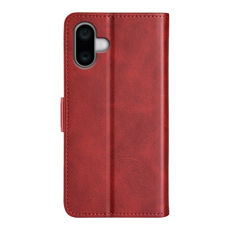 For iPhone 16 Dual-side Magnetic Buckle Horizontal Flip Leather Phone Case(Red) by buy2fix