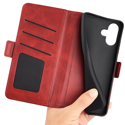 For iPhone 16 Dual-side Magnetic Buckle Horizontal Flip Leather Phone Case(Red) by buy2fix