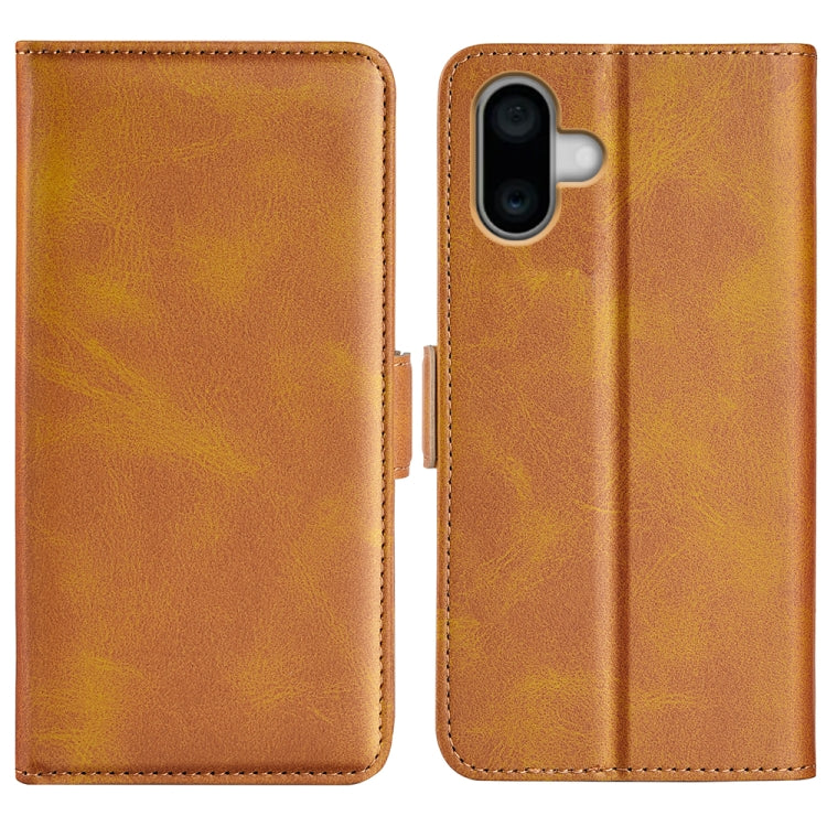 For iPhone 16 Plus Dual-side Magnetic Buckle Horizontal Flip Leather Phone Case(Yellow) by buy2fix