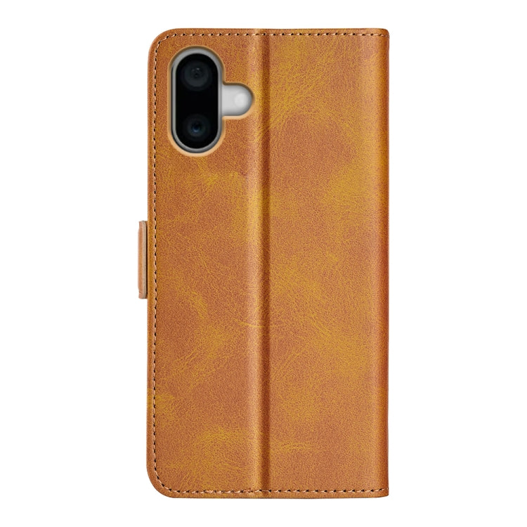 For iPhone 16 Plus Dual-side Magnetic Buckle Horizontal Flip Leather Phone Case(Yellow) by buy2fix